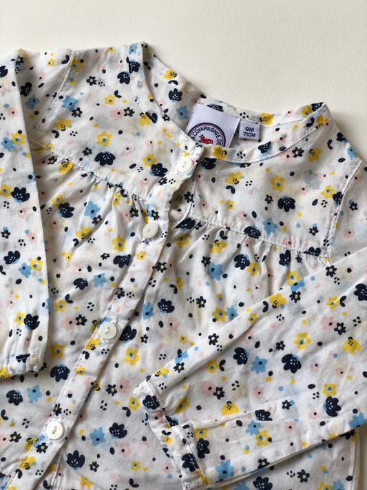 Blouse à fleurs blanche La Compagne des Petits 9 mois