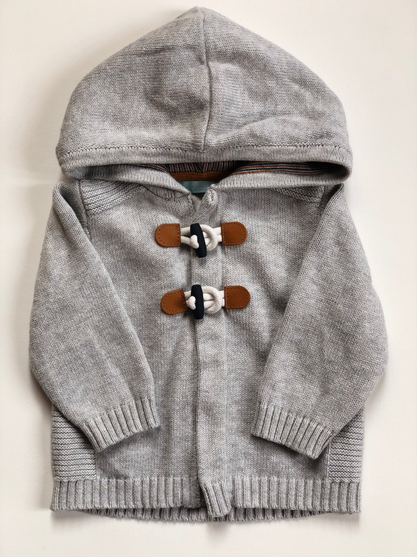 Gilet à capuche en mailles gris Obaïbi 6 mois