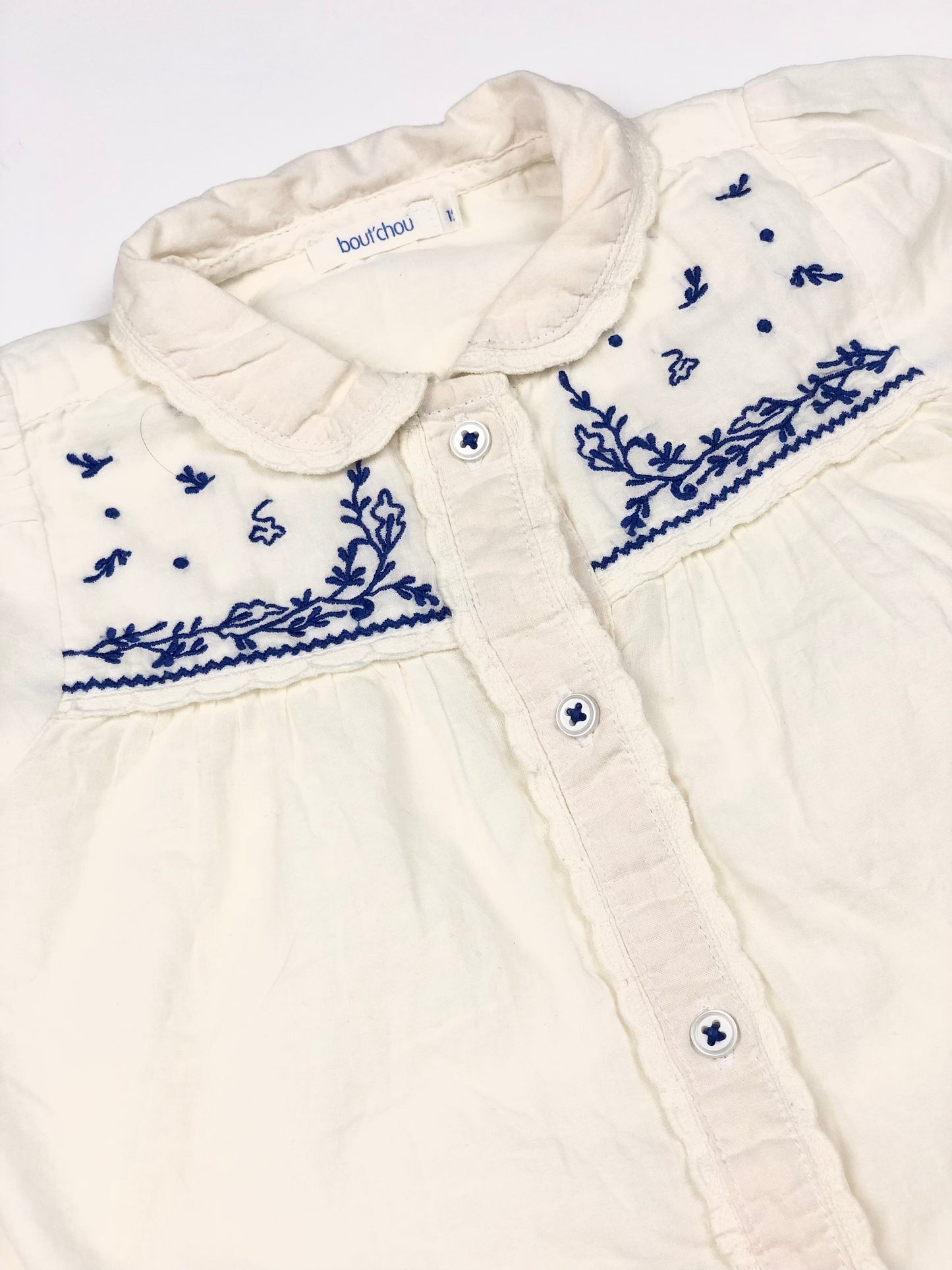 Blouse blanche brodée Bout’chou 12 mois