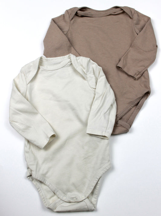 Bodies manches longues blanc et beige Tape à l’oeil 9 mois