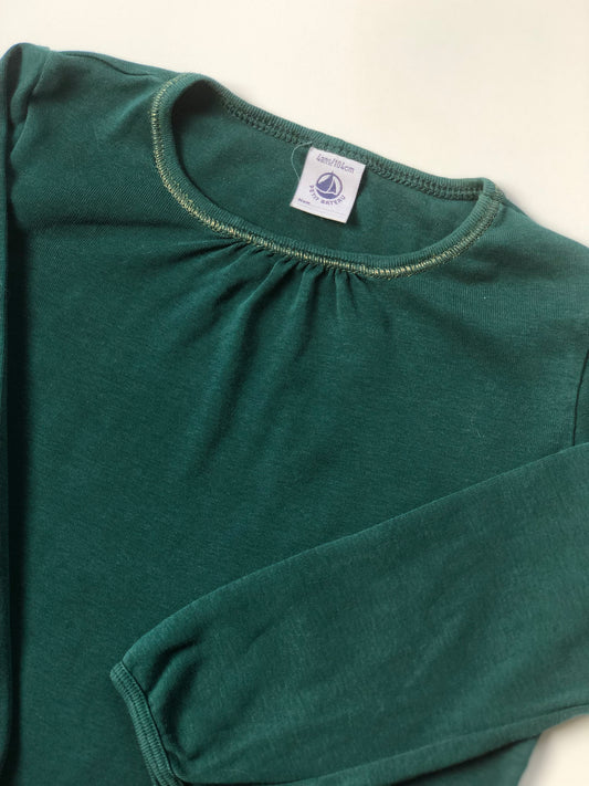 T-shirt manches longues vert Petit Bateau 4 ans