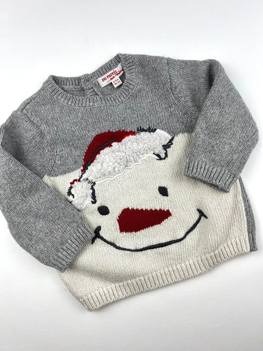 Pull de Noël gris et blanc DPAM 6 mois