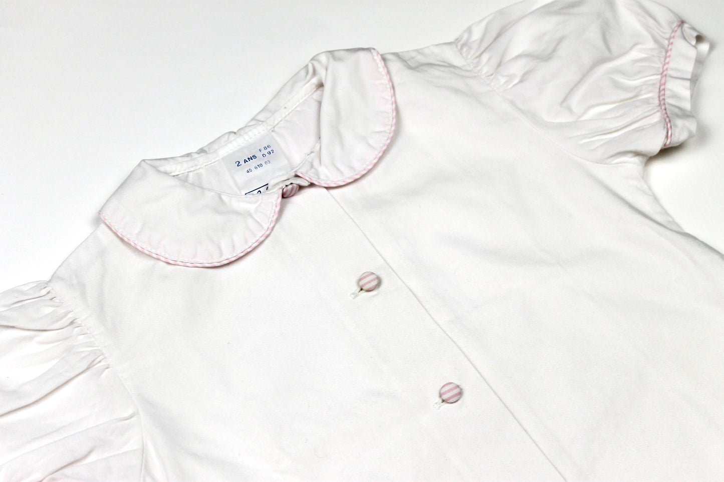 Chemisier blanc vintage Alphabet 2 ans