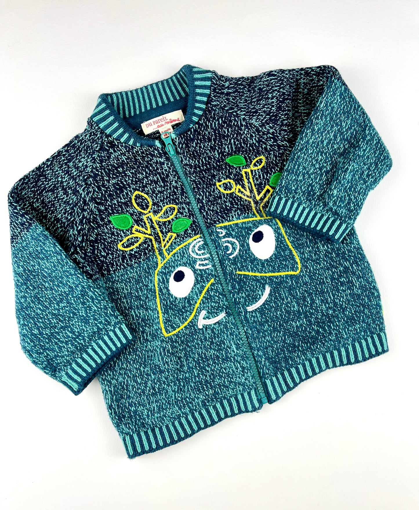 Gilet zippé en mailles bleu Du Pareil Au Même 6 mois
