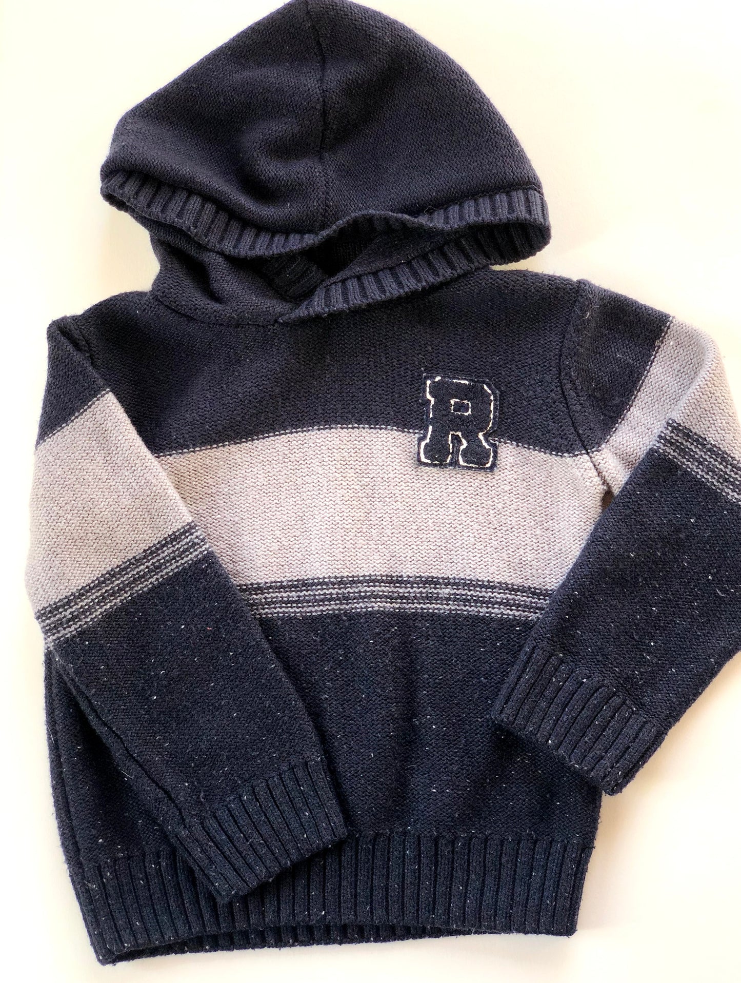 Sweat à capuche en mailles bleu et gris Tape à l’Oeil 3 ans