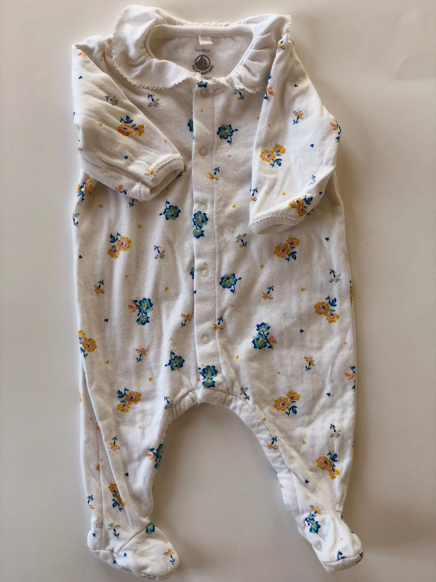 Pyjama blanc à fleurs Petit Bateau 3 mois