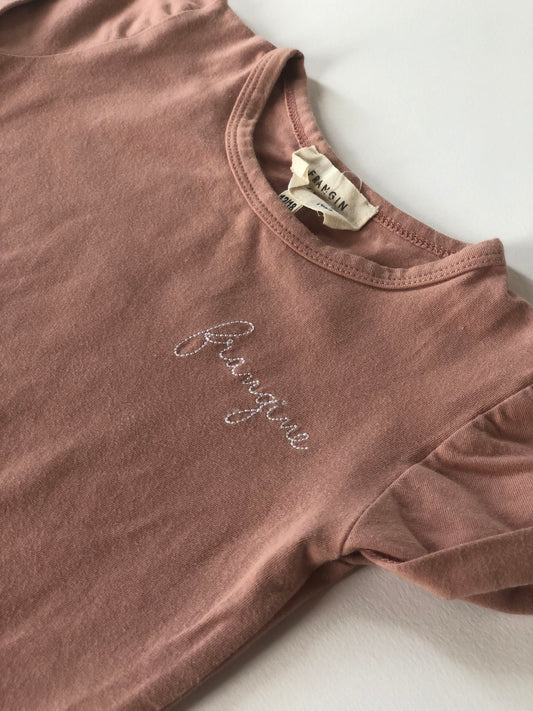 Tee-shirt manches courtes vieux rosé Frangin Frangine 12/18 mois