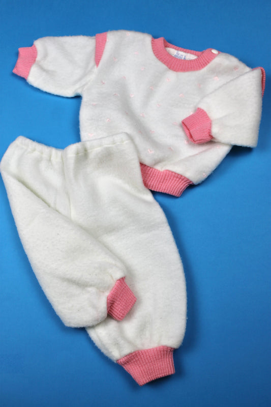 Pyjama deux pièces vintage blanc et rose 6 mois