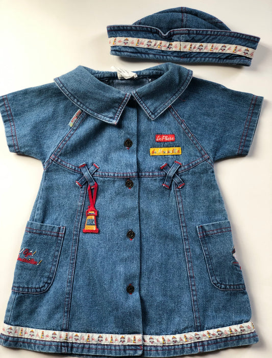Robe et béret en jeans Tim Pouce 12 mois