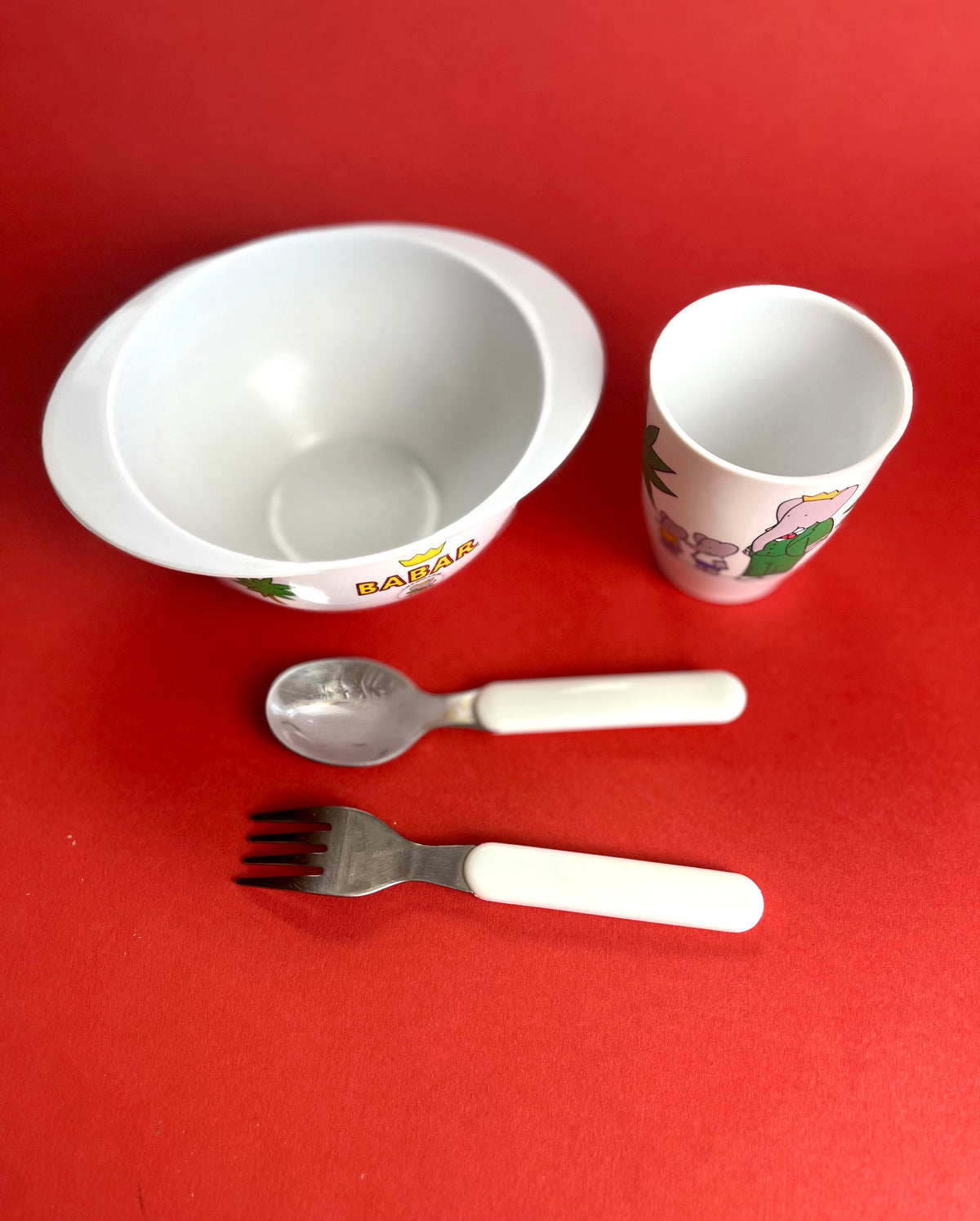 Ensemble bol et tasse vintage Babar