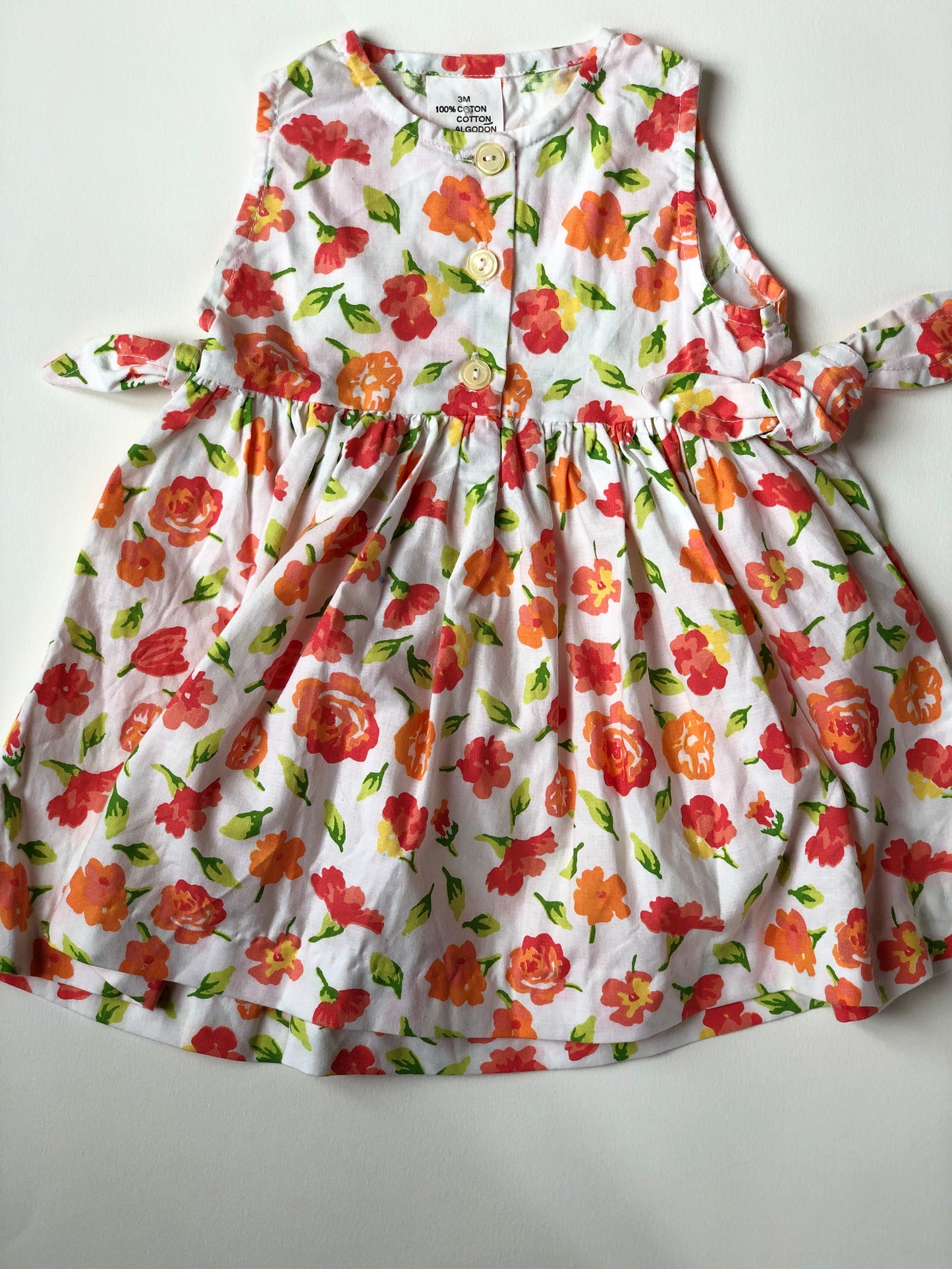 Robe à fleurs blanc et orange Vintage 3 mois