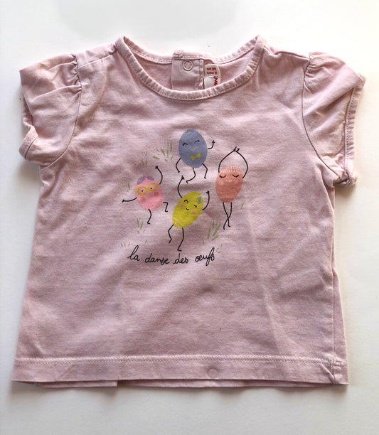 T-shirt rose motifs œufs Du Pareil Au Même 6 mois
