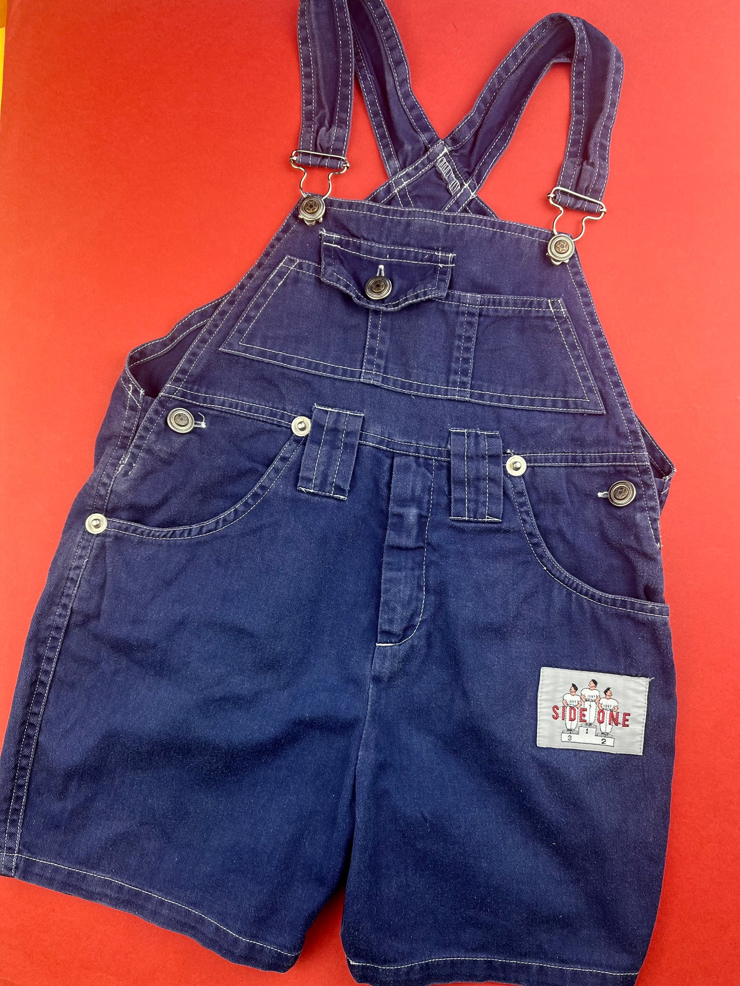 Salopette courte vintage bleue 4 ans