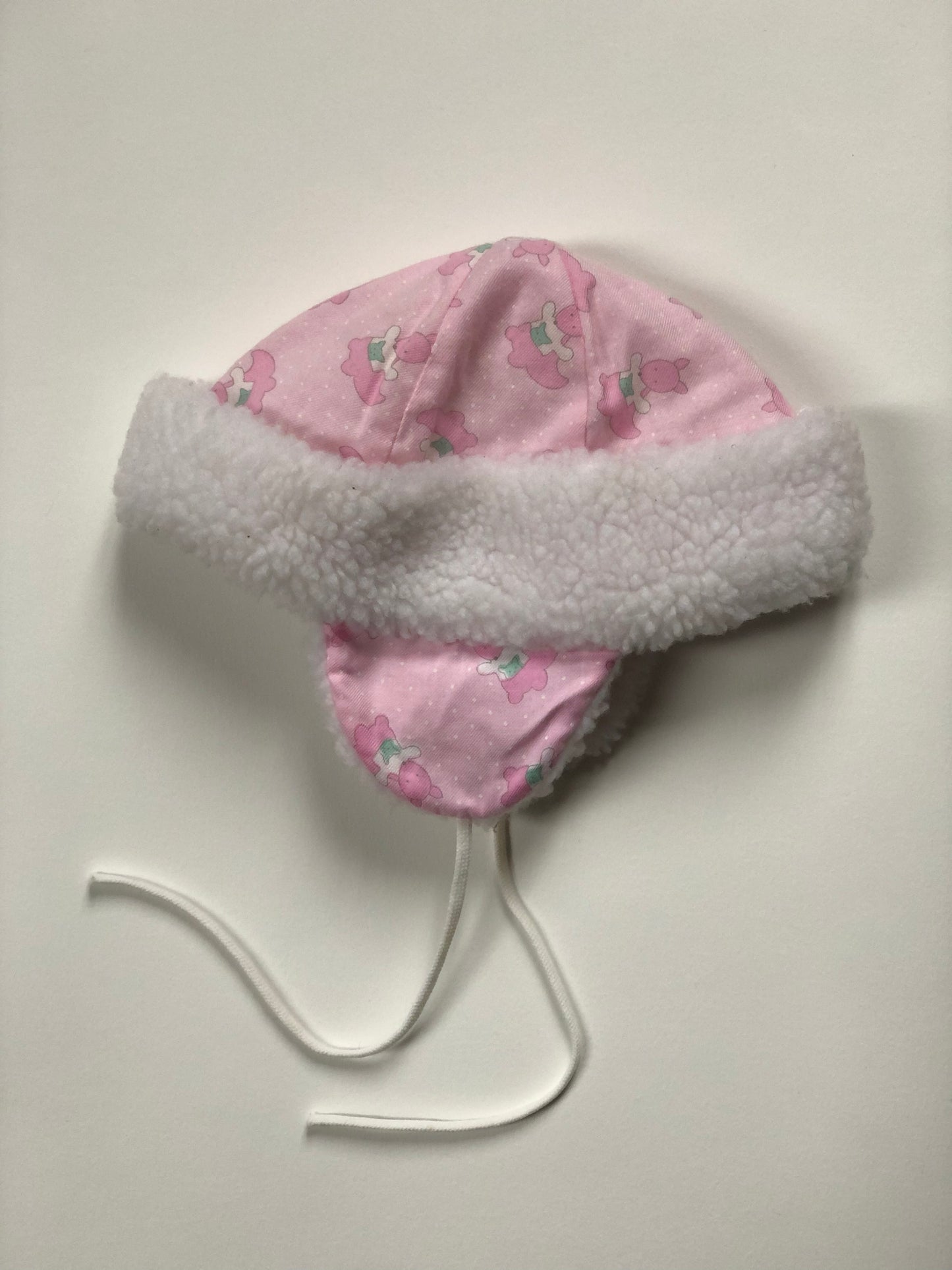 Bonnet vintage rose et blanc TU (1 ans)