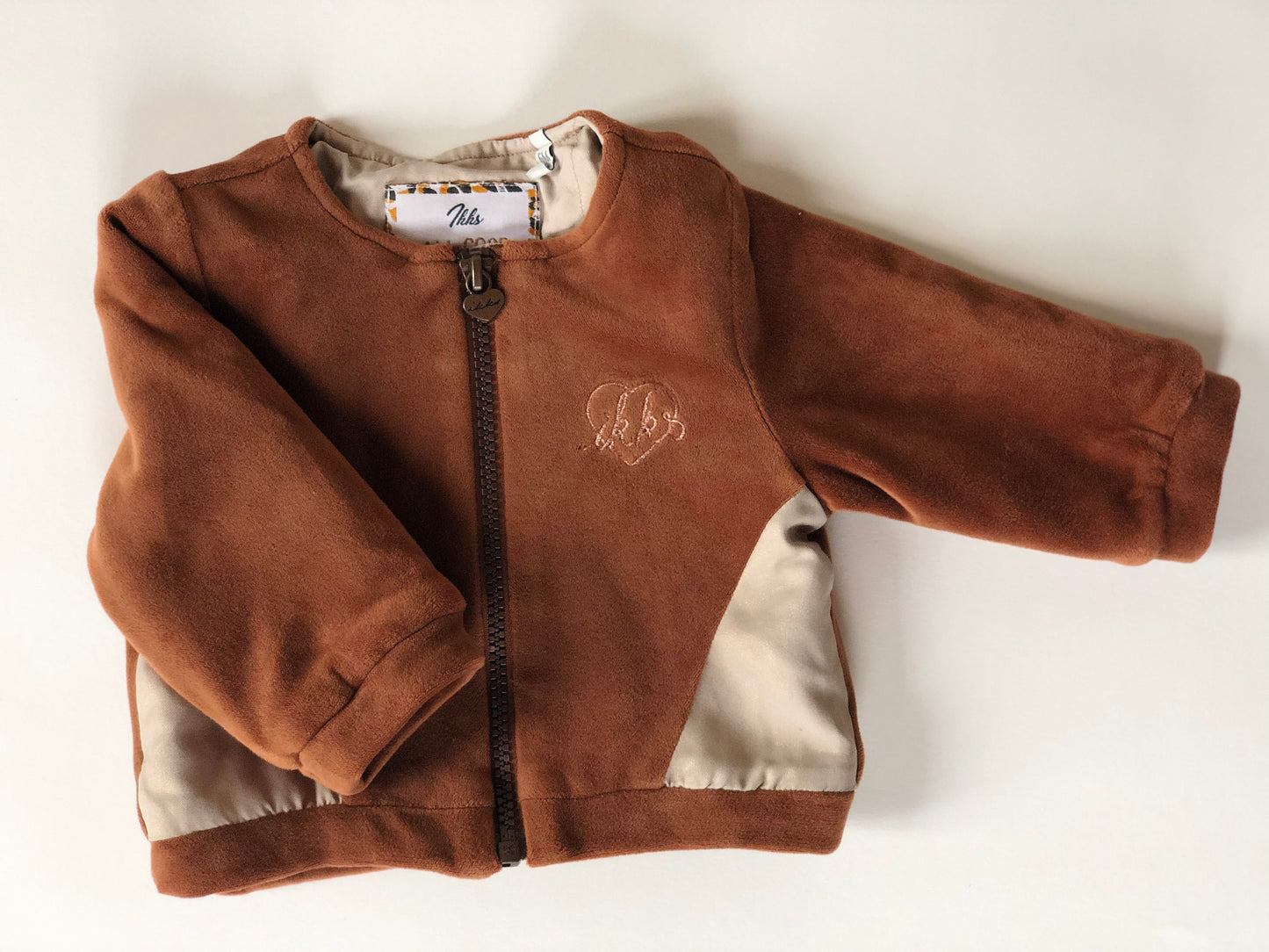 Veste à zip en velours marron IKKS taille 6 mois
