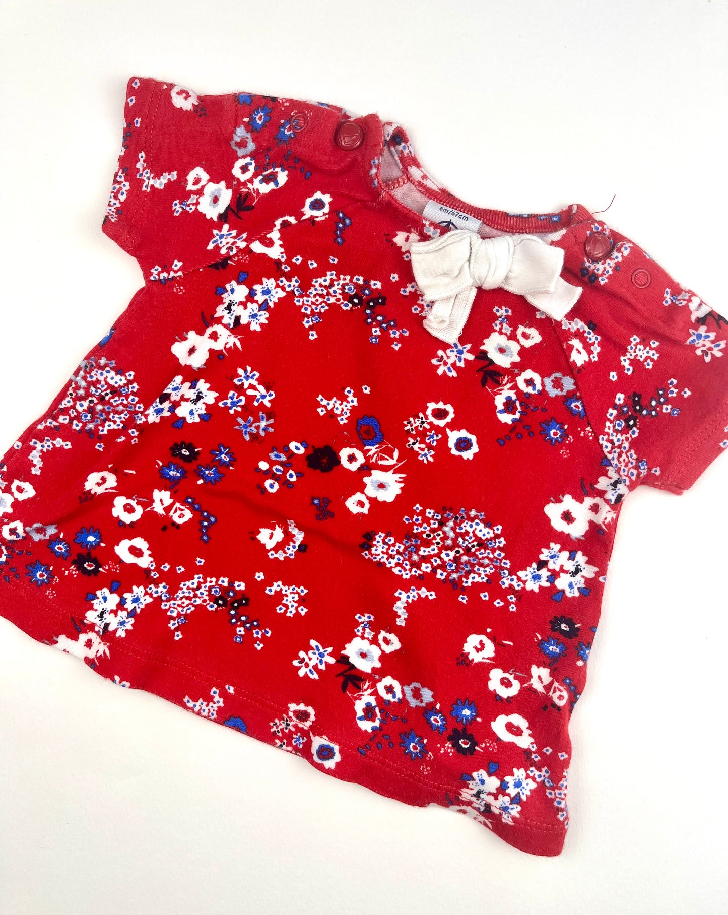 T-shirt rouge à fleurs Petit Bateau 3 mois