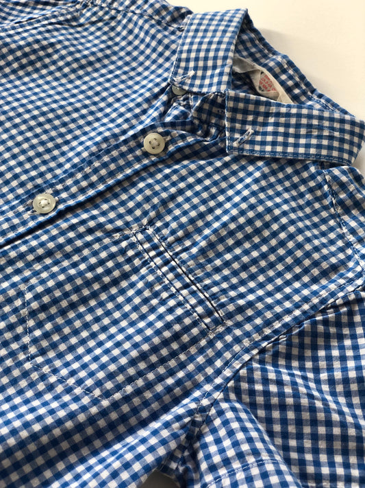 Chemise manches courtes Vichy blanche et bleue H&M 4 ans