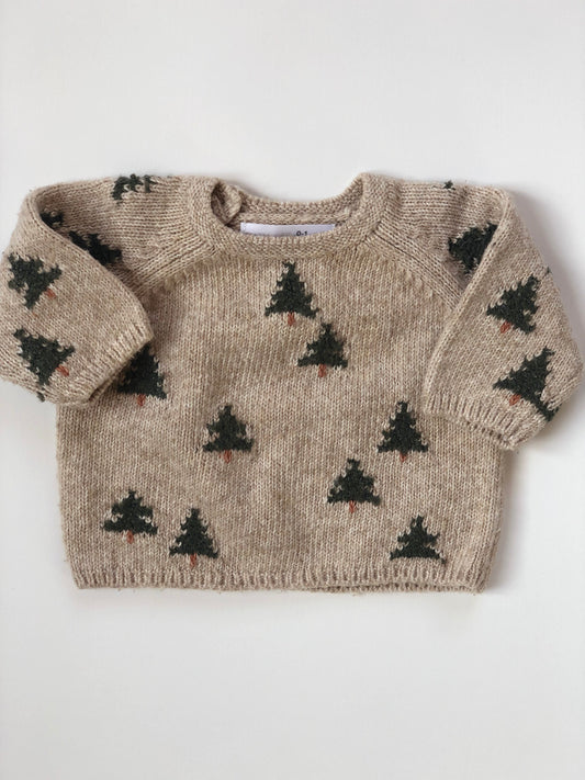 Pull en mailles beige avec sapins Zara 1 mois