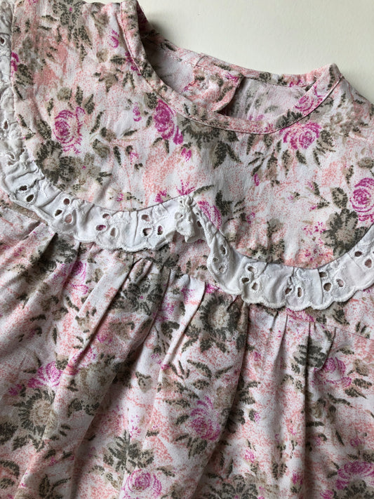 IMPARFAIT - Robe vintage à fleurs rose 12 mois