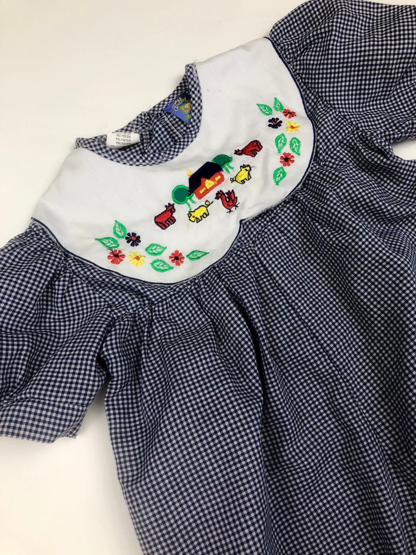 Barboteuse motif vichy blanc et bleu vintage Teddy Boom 18 mois