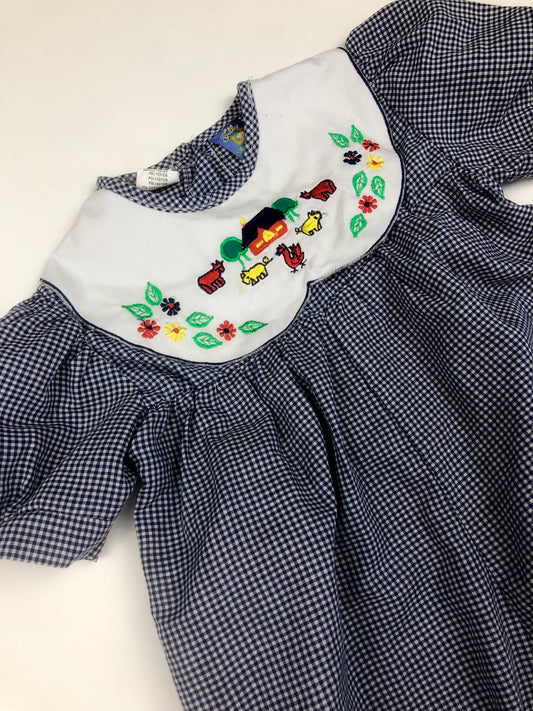 Barboteuse motif vichy blanc et bleu vintage Teddy Boom 18 mois