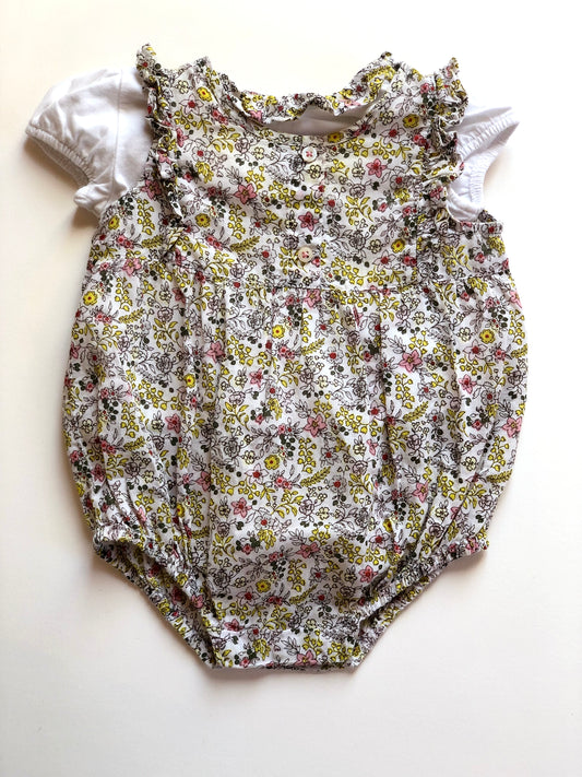 Ensemble Barboteuse avec t-shirt à fleurs Bout’chou 3 mois