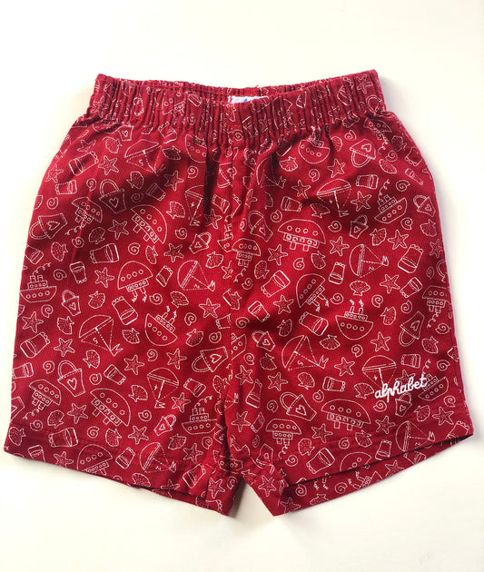 Short rouge motifs marin vintage Alphabet 1 an