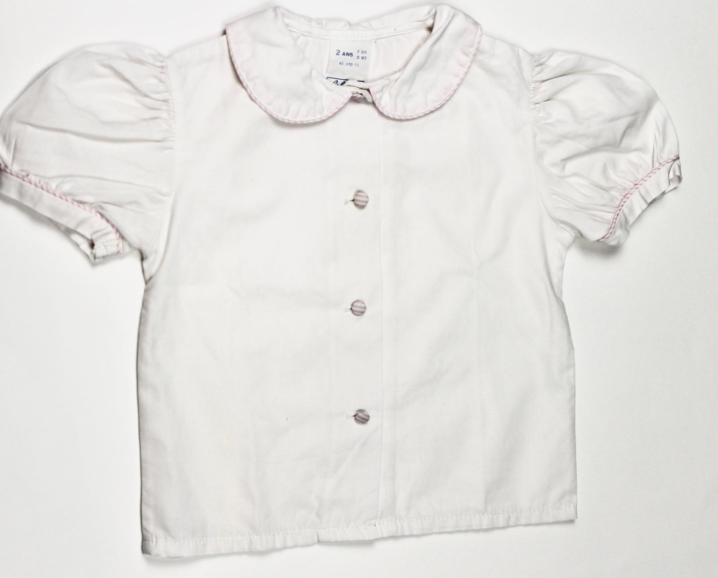 Chemisier blanc vintage Alphabet 2 ans