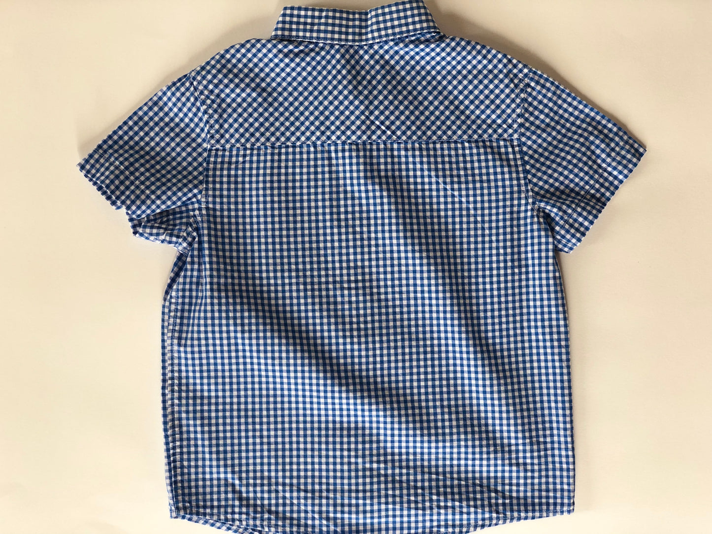 Chemise manches courtes Vichy blanche et bleue H&M 4 ans