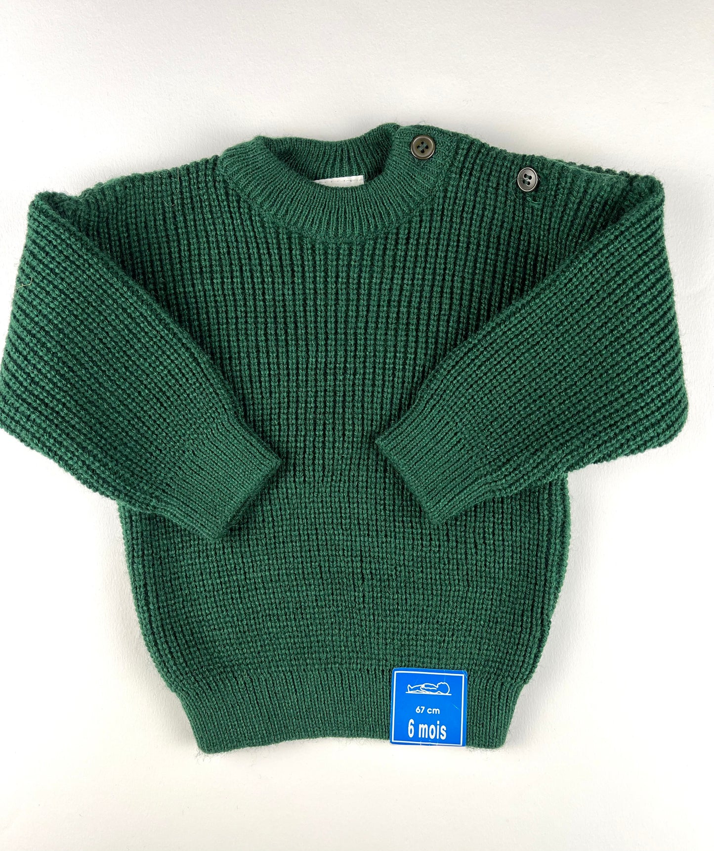 Pull en mailles vert vintage Z’Aricot 6 mois