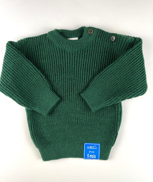 Pull en mailles vert vintage Z’Aricot 6 mois