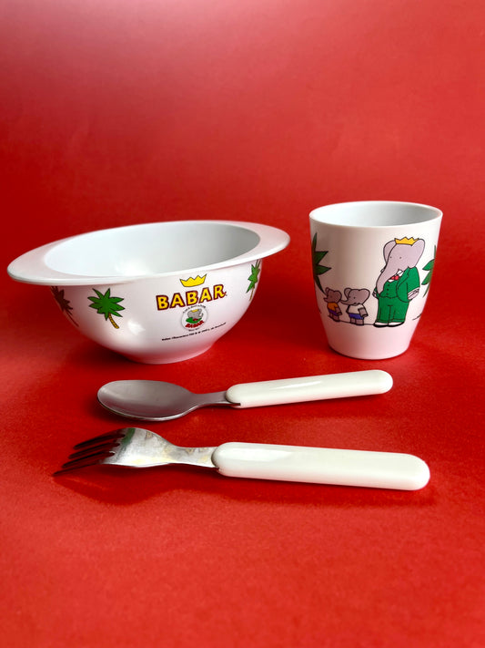 Ensemble bol et tasse vintage Babar