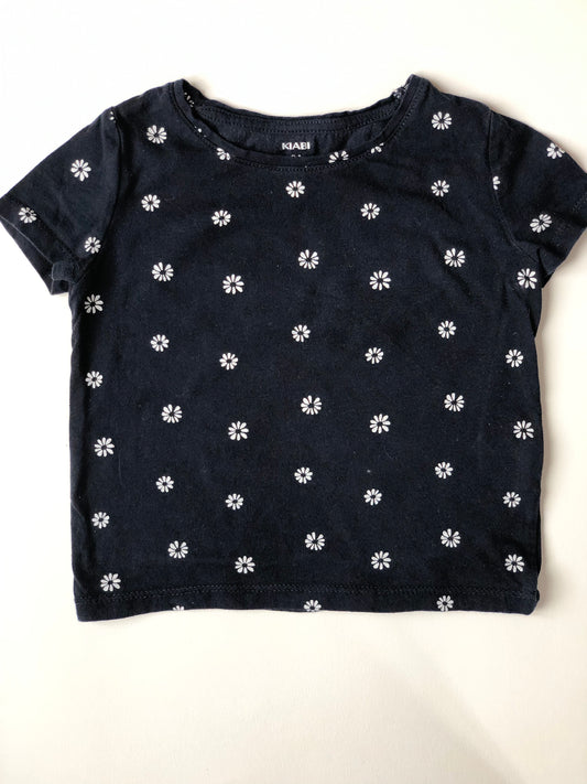 T-shirt manches courtes bleu à fleurs Kiabi 3 ans