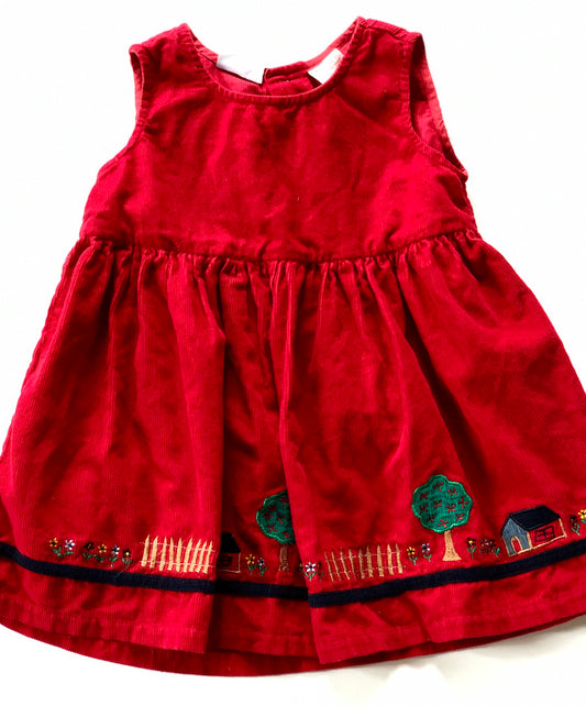 Robe en velours côtelé rouge vintage Bout’chou 18 mois