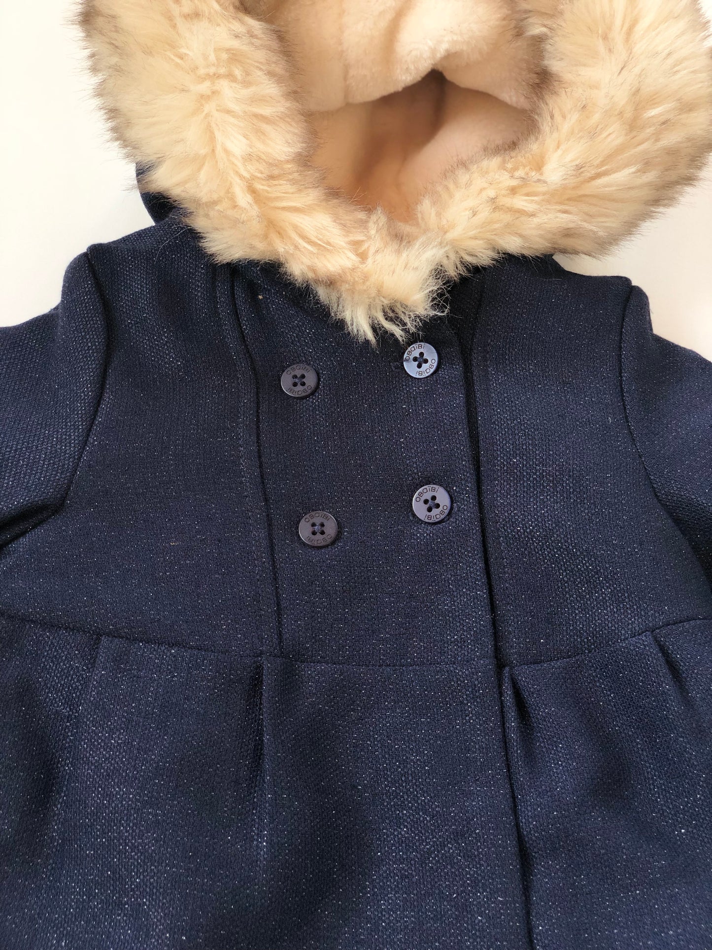Manteau à capuche bleu brillant Obaïbi 6 mois