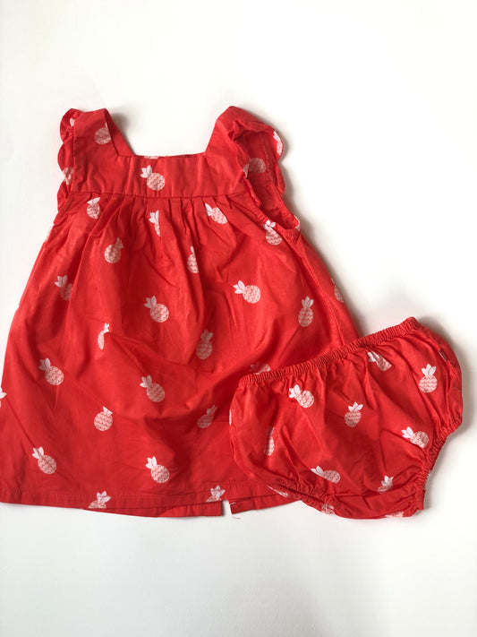 Ensemble robe et Bloomer rouge et Blanc Obaïbi 3 mois