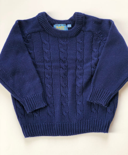 Pull en mailles bleu vintage Baby Lucci 4 ans