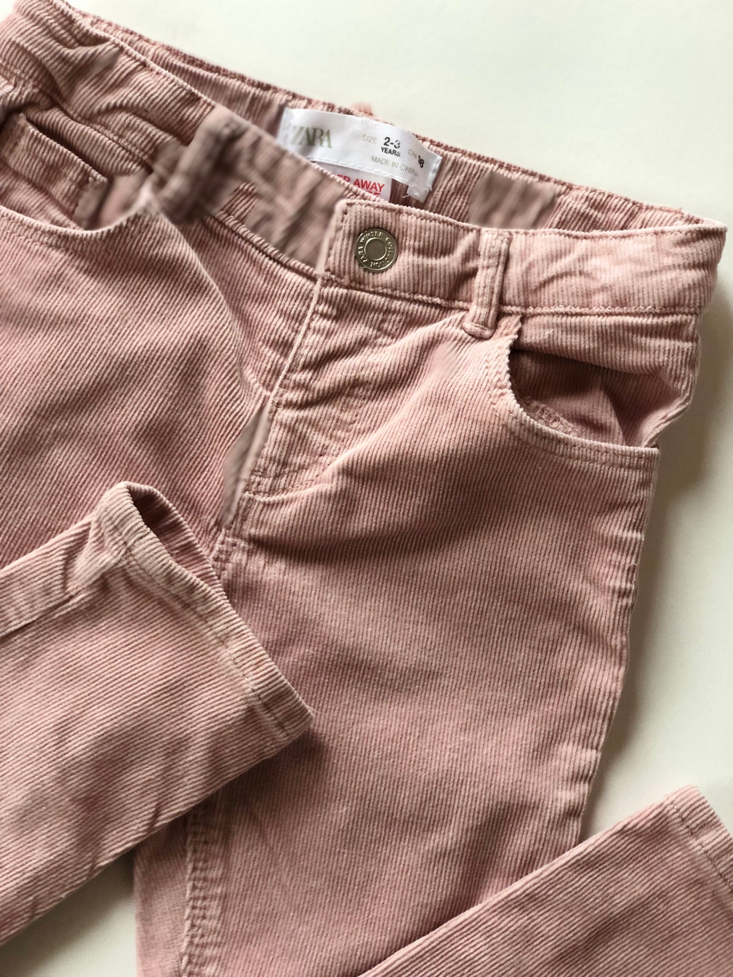 Pantalon velours côtelé rose Zara 3 ans