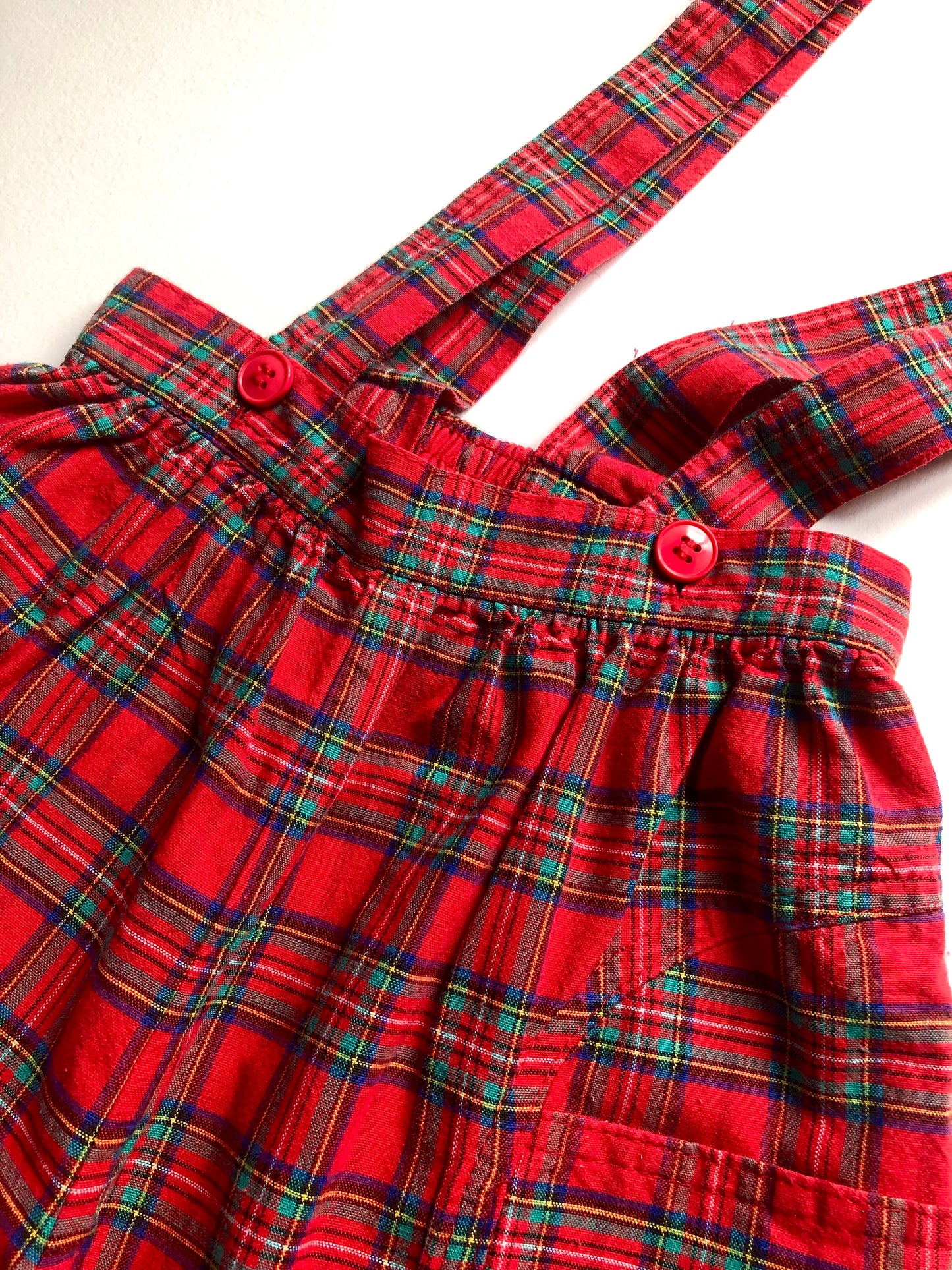 Salopette en tartan rouge vintage 6 mois