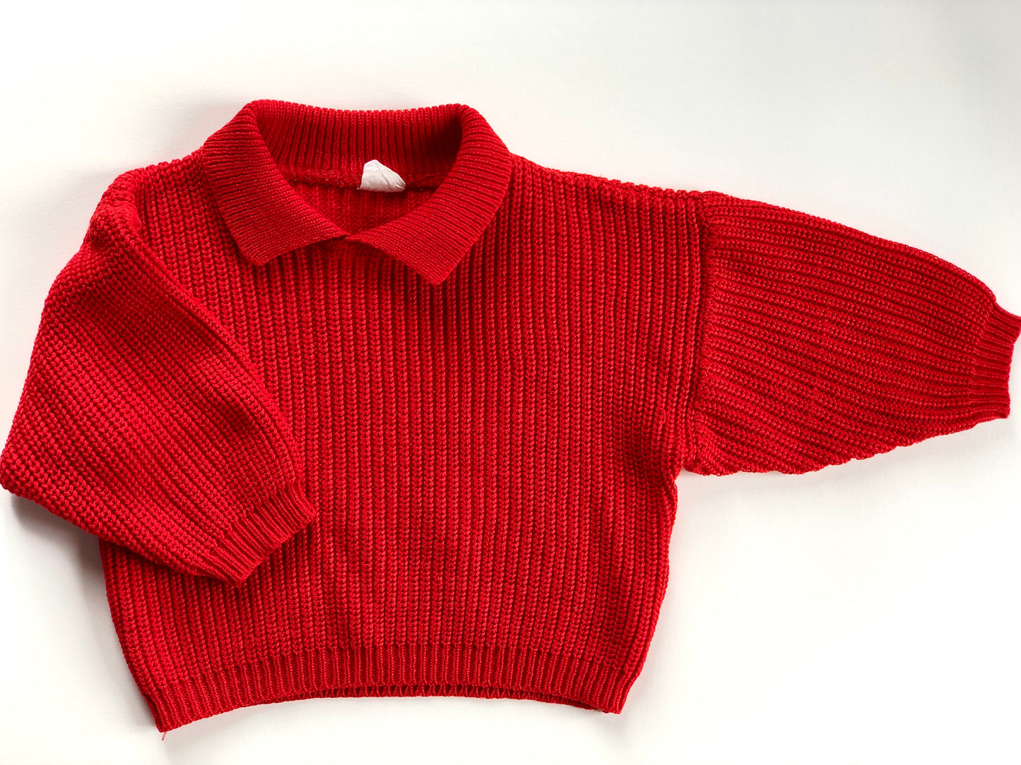 Pull en mailles rouge vintage 2 ans