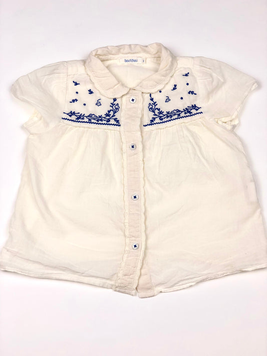 Blouse blanche brodée Bout’chou 12 mois