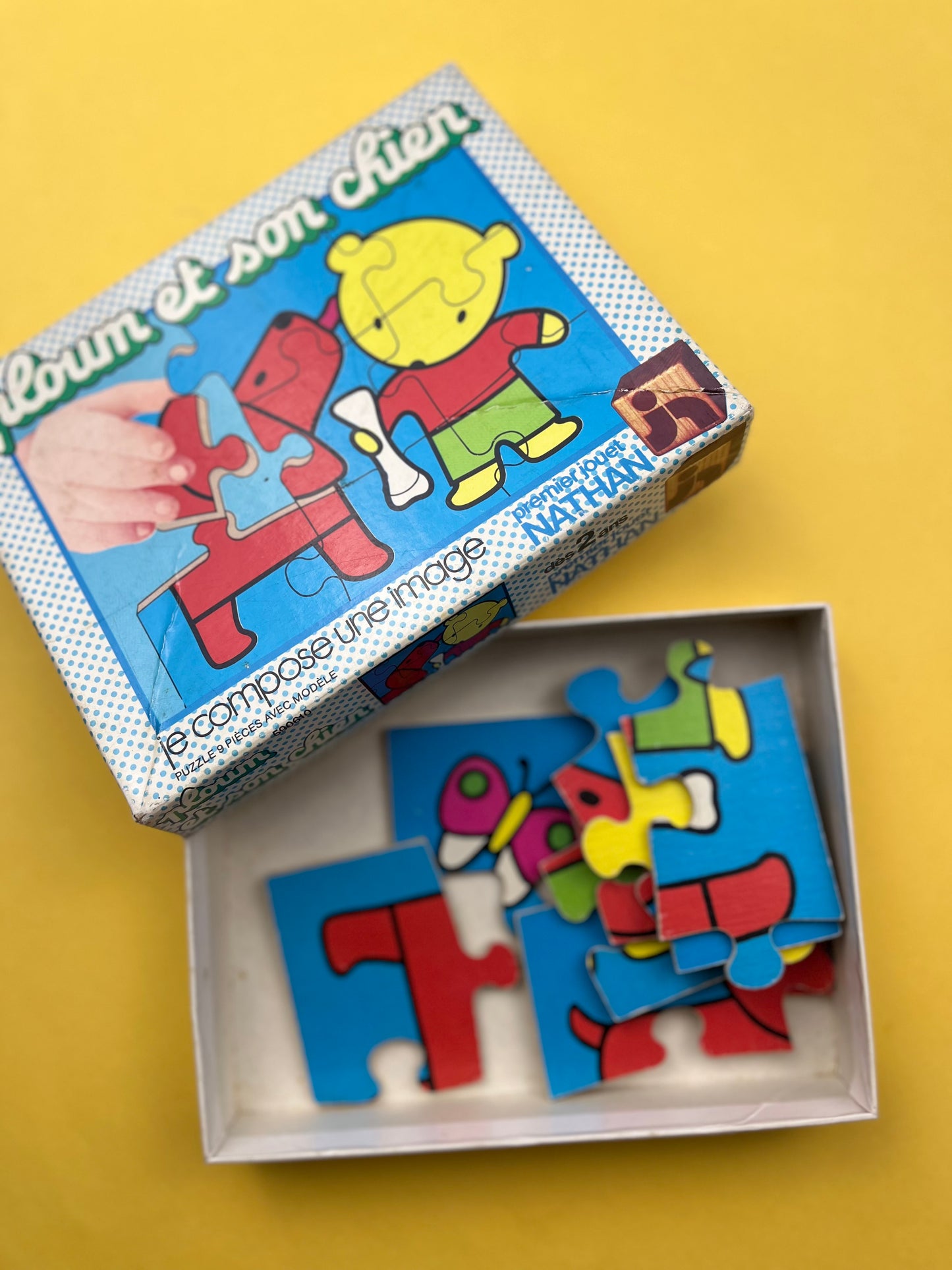 Puzzle en bois Ploum et son chien vintage