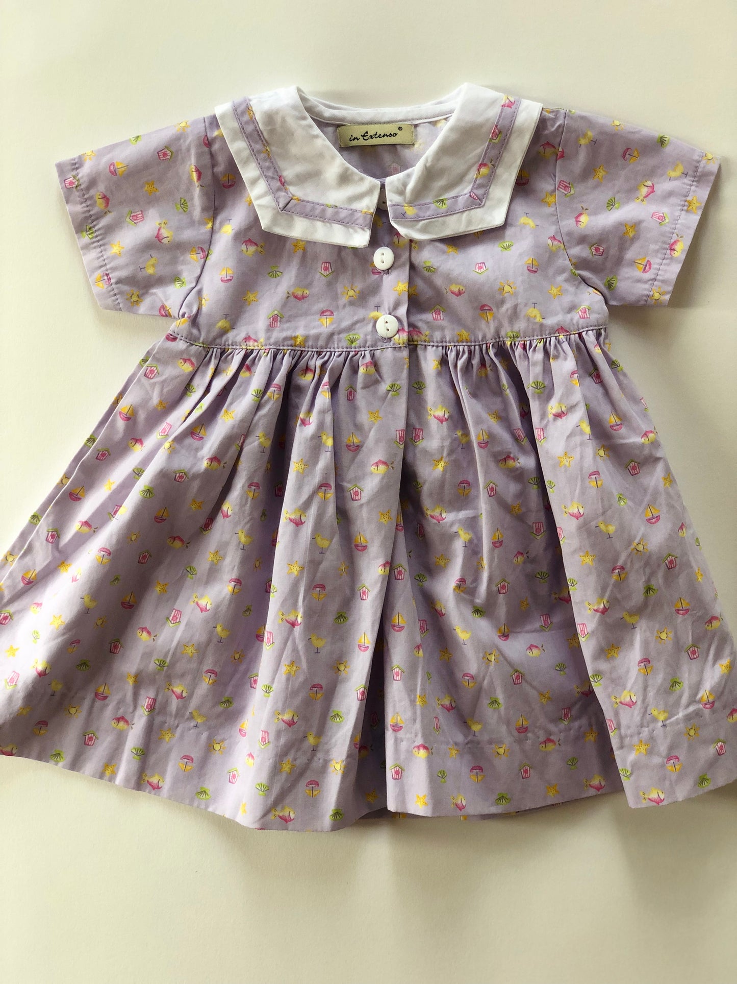 Robe manches courtes violette vintage 3 mois In Extenso