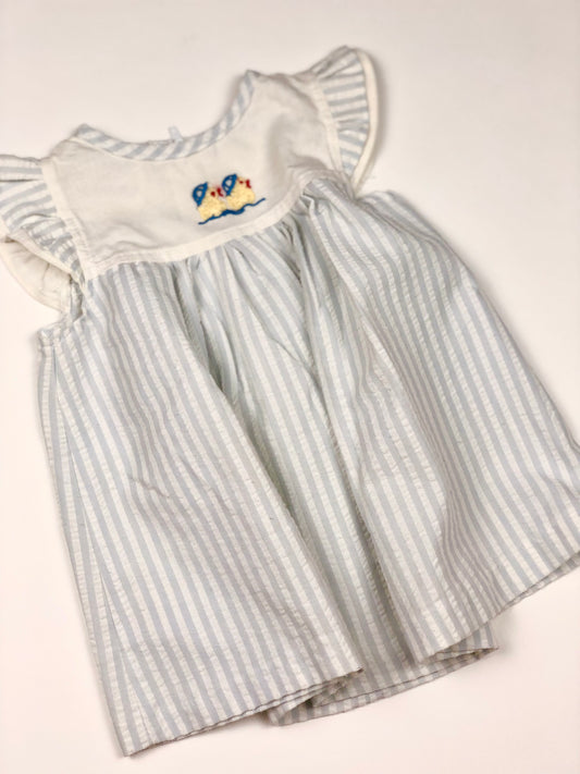 Robe rayée blanc et bleu vintage 6 mois