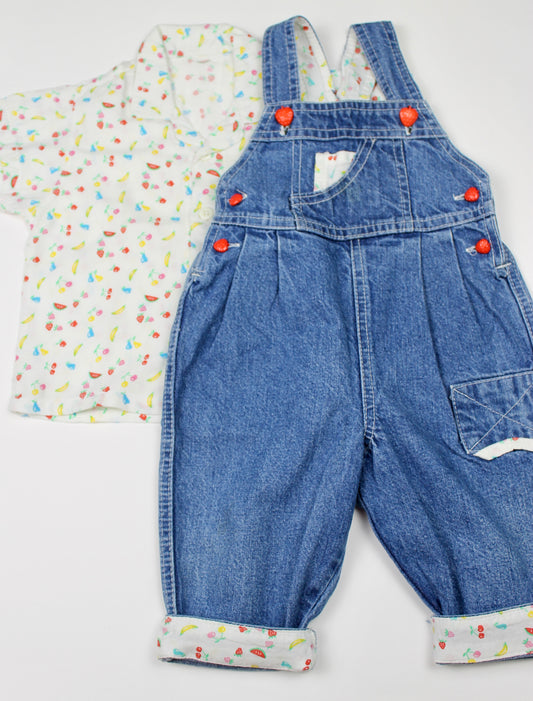 Ensemble salopette + chemise vintage 6 mois