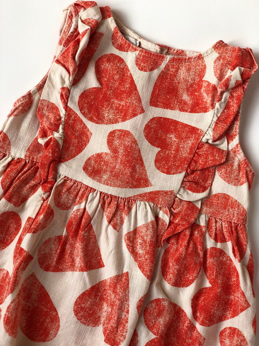 Robe motif cœurs rouge et beige Bobo Choses 18 mois