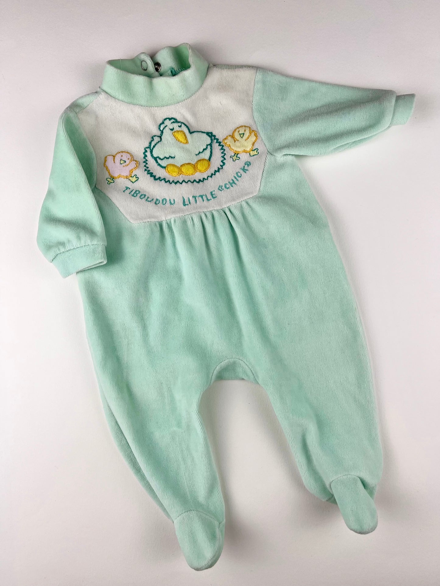 Pyjama velours vintage vert Tiboudou 1 mois