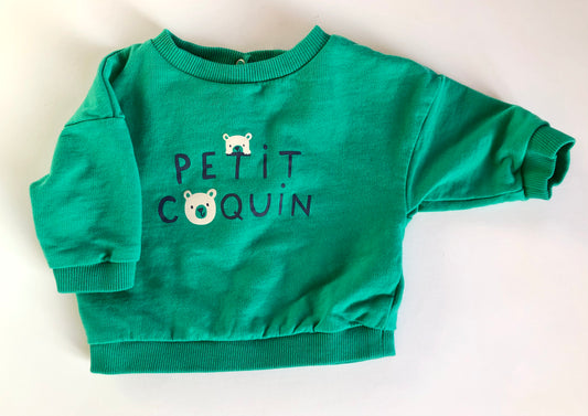 Sweat vert « Petit Coquin » Vertbaudet 3 mois