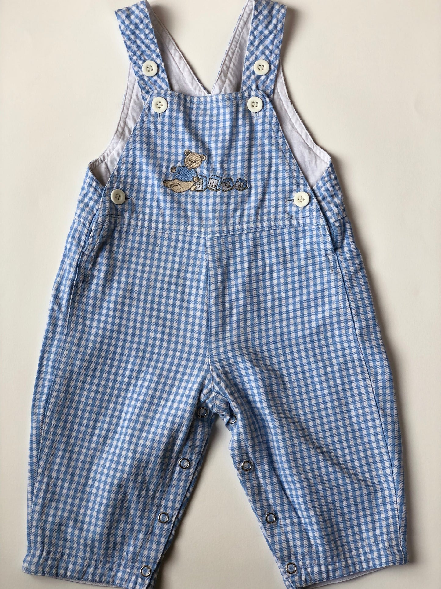 Salopette en vichy blanc et bleu Vintage L’enfant Do 6 mois