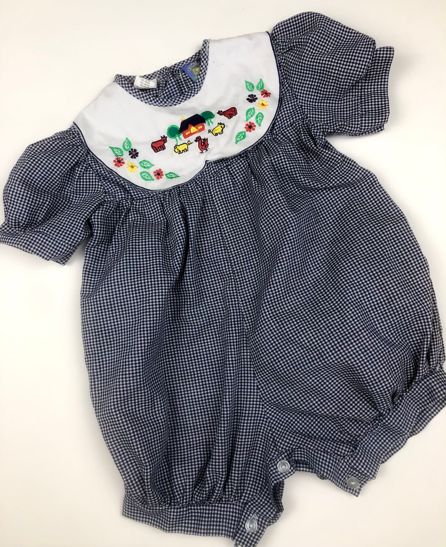 Barboteuse motif vichy blanc et bleu vintage Teddy Boom 18 mois